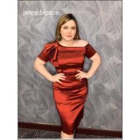 ราคา ชุดเดรสราตรี ไซส์ใหญ่ เดรสหรูหรามาก เดรสผ้าไหมยืด ระบายไหล่ ออกงาน สวยมาก อก40 48นิ้ว (1295598163)