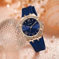 ราคา นาฬิกาข้อมือแบรนหรู GUESS สวยมาก สายยางหน้าปัด ขอบเพชร พร้อมกล่องฟรี (21401712288)