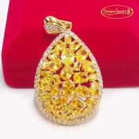 ราคา Inspire Jewelry จี้พลอย บุษราคัม Sapphire ล้อมเพชรCZ งานDesign จิวเวลรี่ งดงาม ตัวเรือนทองคำ24K ขนาดใหญ่ 5 x 3 5 CM มีจำนวนจำกัด (21696531705)