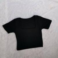 ราคา เสื้อครอปคอเหลี่ยมแขนสั้น เอวลอย ผ้าเรย่อน (17704015830)