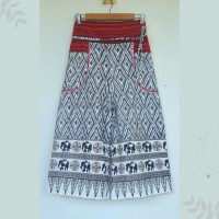 ราคา กางเกงผ้าฝ้ายขาบาน แต่งแถบนากาสไตล์ล้านนา (21789014313)