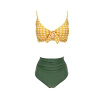 ราคา ชุดว่ายน้ำผู้หญิง ทูพีชเหลืองเขียว เก็บทรง หุ่นสวย 2411 (21459308257)