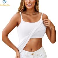 ราคา Women Cami Tank Tops Sleeveless Padded Camisole Tops Adjustable Spaghetti Strap Tank Top With Built In Bra (22087294617)
