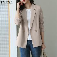 ราคา Zanzea กระดุมสองแถวแจ็คเก็ตลำลองแขนยาวแบบทางการสำหรับผู้หญิงเสื้อถักสำนักงาน OL กระดุมสองแถวลดล้างสต๊อก (22142705676)