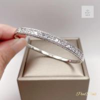 ราคา ข้อมือเล็ก กำไลข้อมือเพชรแถวเดียวสีทองขาว สวยทันสมัยรอบวง17 5cm (21889594287)