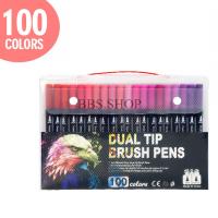 ราคา ปากกาเมจิก 2 หัว หัวพู่กัน หัวเส้นเล็ก ปากกาสีน้ำ สีสวยคมชัด 12 24 36 48 60 80 100 120 สี พร้อมส่งจากไทย (21270631837)