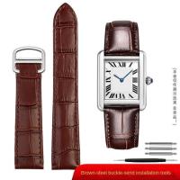 ราคา สายหนังแท้สำหรับ Cartier Tank Solo ผู้ชายผู้หญิงนาฬิกาสีฟ้าสีแดงสีชมพูสายนาฬิกาสร้อยข้อมือเข็มขัด 16 18 20 มม (19657455766)