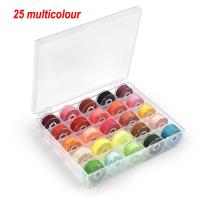 ราคา 25สี ชุดกระสวยด้ายเส้นใยโพลีเอสเตอร์แกนเส้นด้ายโพลีเอสเตอร์พร้อมกับกล่องเก็บของจักรเย็บผ้าสำหรับ Brother Singer Janome จักรเย็บผ้า Elna (19408753913)