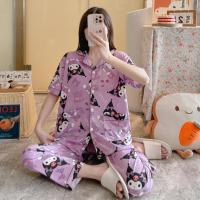 ราคา ส่งเร็วพิเศษ Alinda shop มาใหม่ ชุดนอน เสื้อแขนสั้น กางเกงขายาว คอตตอนผสมการ์ตูน ขนาดใหญ่ ผ้านิ่มมาก กระดุมหน้าคอปก อก42 ฟรีไซส์ DC (22163922930)