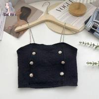 ราคา สินค้าใหม่ เสื้อสายเดี่ยว โซ่สีเงิน แต่งกระดุมทอง งานสุดเซ็กซี่ A150 (21724779605)