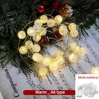 ราคา ไฟสาย LED ใช้พลังงานจากแบตเตอรี่ไฟประดับลูกบอลมีไฟสำหรับการตกแต่งคริสมาสต์งานแต่งงานต้นคริสต์มาสตกแต่งปีใหม่ (21737910922)