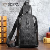ราคา EDERN ผู้ชายจระเข้หนังสลิงกระเป๋าหนังแท้กระเป๋าสะพายข้างย้อนยุคสบายๆ หนังวัวหน้าอกกระเป๋าลายจระเข้หน้าอกแพ็คสำหรับผู้ชาย (21711797363)