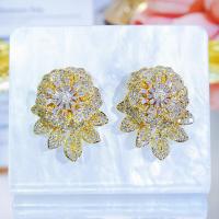 ราคา เลื่อมเครื่องประดับเจ้าสาวยอดนิยมใหม่สีดำชุบทองปูเต็มรูปแบบหลากสีเพชรสังเคราะห์ AAA รูปทรงดอกไม้ขนาดใหญ่ต่างหูเม็ดกลมงานแต่งงานเครื่องประดับหู SE920 (21673614747)