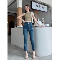 ราคา กางเกงยีนส์ ผ้ายืดทรงบอย แต่งขอบลูกไม้เก๋ๆสวยๆจร้า (21473593165)