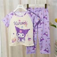 ราคา Sanrio Kuromi Cinnamoroll ชุดนอนผ้าบางฤดูร้อนแขนสั้นน่ารัก2ชิ้นชุดนอน กางเกงขายาว Pakaian Rumahan (21560892982)