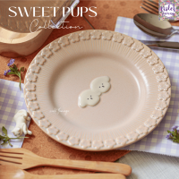 ราคา Violet Flamingo จานชามเซรามิครุ่น Sweet Pups จานสไตล์วินเทจลายลูกหมาสุดคิ้ว จานเซรามิคสีชมพู ลายน้องหมาสีขาว (22114389949)