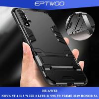 ราคา EPTWOO สำหรับ HUAWEI NOVA 5T 4 3i 3 7i 7SE 2 LITE 2i Y9S Y9A Y9 PRIME 2019เคสโทรศัพท์เคสไฮบริดมีขาตั้งกันกระแทกสองชั้นปลอก Hard Shell ฝาหลัง2IN1 01 (4825738365)
