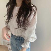 ราคา พร้อมส่ง ลูกไม้เสื้อ เสื้อทรงเจ้าหญิง แขนตุ๊กตาปักฉลุ น่ารักมีหลายไซซ์ เสื้อเชิ้ตสีขาวเเขนยาว (17700048125)