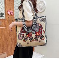 ราคา ลายช้างไทย กระเป๋าผ้าใบลายยอกฮิต 2024 ใหม่แฟชั่นกระเป๋าช้างใบใหญ่ ความจุขนาดใหญ่กระเป๋าสะพายข้าง ช้างสวยมาก (22059312659)