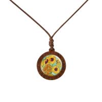 ราคา Yellow Sunflower Flower Butterfly Pattern Glass Cabochon Wood Necklace Fashion Jewelry Sweater Chain Long Necklace Women Gift (18806238414)