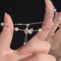 ราคา กำไลข้อมือคริสตัลรูปโบว์หวาน17กม สำหรับผู้หญิงสร้อยข้อมือเครื่องเพชรเครื่องประดับโซ่เงินผีเสื้อไข่มุก (21495834152)