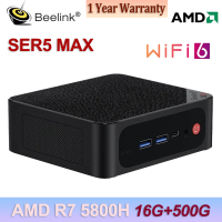 ราคา Beelink SER5 MAX MINI PC AMD Ryzen 7 5800H Mini PC Win 11 Pro DDR4 NVME SSD 5560U Beelink Mini PC SER5 AMD Ryzen5 5560U Triple display Via DisplayPort HDMI Type C (20907492206)
