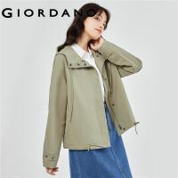ราคา GIORDANO Women Jackets Pleated Sleeve Loose Windbreakers Zip Front Solid Color Simple Fashion Casual Hooded Jackets 05373722 (22155703294)