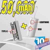 ราคา รับประกัน1ปี พาวเวอร์แบงค์ ชาร์จเร็วType C 50000mAh แบตสำรองพกพา Powerbank min พาวเวอแบงค์แท้ ความจุเยอะ ขนาดเล็ก แบบพกพา พาวเวอร์แบงค์ชาร์จเร็ว มาพร้อมสายชาร์จ (22037275141)