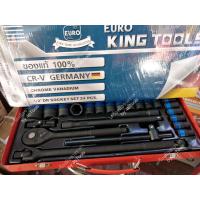 ราคา ชุดบล็อก Euro King tool สีดำ แบบ 6 เหลี่ยม 4 หุน 24 ชิ้น (11899176503)