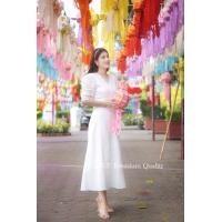 ราคา พร้อมส่ง M 4XL ป้าย DNY เดรสยาว เดรสฉลุคอวี แขนตุ๊กตา สีขาว ชมพู ดำ เจ้าหญิง (17949296519)