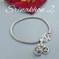 ราคา สร้อยข้อมือนะโมลายดอกโปร่ง มือนะโมห้อยถุงทอง เงินแท้ 92 5 ราคาโรงาน (13759071403)