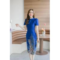 ราคา เดรสผ้าไทยลายปาเต๊ะ อัดกาว (21761275534)