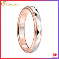 ราคา BONLAVIE 4mm 100 Real Tungsten Carbide Ring Surface Polished Rhombus Shaped Batch Rose Gold Plating Side Step Tungsten Steel Wedding Ring (10610337695)