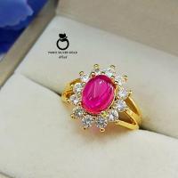 ราคา แหวนทับทิม u0711 รุ่นฟรีไซส์ เคลือบทอง หนัก 1 สลึง แหวนมินิมอล งานเกาหลี น่ารัก เก๋ เพชร (21788497084)