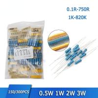 ราคา 150 300PCS Metal Film Resistors Set 1 2W 1W 2W 3W Five Color Ring Component Package Assortment Kit 30Kinds 0 1R 750R 1K 820K Ohm Resistance 1 (21998873037)