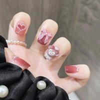 ราคา 24 ชิ้น 24 ชิ้น DIY เล็บปลอมฝรั่งเศสเล็บปลอม Rhinestone เพิร์ลเล็บปลอม (21026500341)