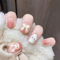 ราคา 24 ชิ้น 24 ชิ้น DIY เล็บปลอมฝรั่งเศสเล็บปลอม Rhinestone เพิร์ลเล็บปลอม (21026500337)