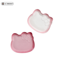 ราคา ฝรั่งเศส LE CREUSET เซรามิค HelloKitty จานเด็ก จานขนม ชุดสองชิ้น (21836684316)
