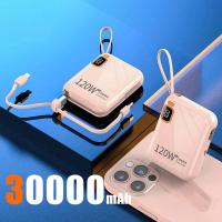 ราคา พาวเวอร์แบงค์แบบพกพา30000มิลลิแอมป์ต่อ PD120W สาย USB เป็น Type C ที่ถอดออกได้สองทางที่ชาร์จเร็วมินิพาวเวอร์แบงค์สำหรับ iPhone Xiaomi Samsung (22190122791)