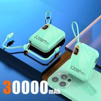 ราคา พาวเวอร์แบงค์แบบพกพา30000มิลลิแอมป์ต่อ PD120W สาย USB เป็น Type C ที่ถอดออกได้สองทางที่ชาร์จเร็วมินิพาวเวอร์แบงค์สำหรับ iPhone Xiaomi Samsung (22190122792)