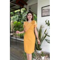 ราคา ชุดเดรสผ้าฝ้ายทอลายมัดหมี่ ผ้าทอชินมัย (22032107090)