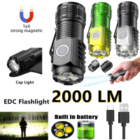 ราคา Super Bright Mini 3LED Flashlight With Pen Clip And Tail MagnetBuiltin Battery USB Charge Outdoor Portable Torch Emergency Lamp For Outdoor Camping Fishing Flashlight (21248102811)