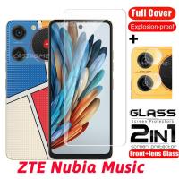 ราคา ZTE Nubia Music 2024 Film 2 In 1คลุมทั้งหมดปกป้องหน้าจอกระจกนิรภัยสำหรับ ZTE Nubia Music Nubia Music NubiaMusic ZTENubiaMusic Z2353 4G 5G 2024ฟิล์มกันรอยด้านหน้าเลนส์ด้านหลัง (22158293925)