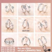 ราคา BESFOME เครื่องประดับแหวนคู่เงิน925 2ชิ้นแหวนแต่งงานคู่รักเพชรคริสตัลแบบปรับได้ (8910054864)
