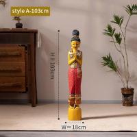 ราคา นางไหว้ ยืนพนม เดินเส้นเขียนทองติดกระจก ตุ๊กตา ไม้แกะสลัก ตุ๊กตาต้อนรับโรงแรม ตกแต่งประตู ตุ๊กตาไม้ยินดีต้อนรับ (19691132073)