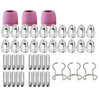 ราคา 46PCS for SG 55 AG 60 WSD 60 Plasma Cutter Consumables Kit Plasma Cutting Torch Tip Nozzles Electrodes Shield Cap 1 0mm (19186814351)