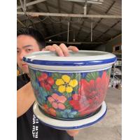 ราคา กระถางเซรามิคปากเรียบ ลายคราม ลายดอกวินเทจ ไซต์ 8 นิ้ว 100 แฮนเมด ออกใบกำกับภาษีได้ (22042058822)