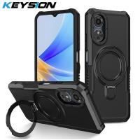 ราคา KEYSION เคสกันกระแทกสำหรับ OPPO A17 A17K A58 A78ซิลิโคน4G PC ขาตั้งแหวนโลหะฝาครอบโทรศัพท์สำหรับ OPPO A5S A12 A54 A55 A74 A95 (20816790904)