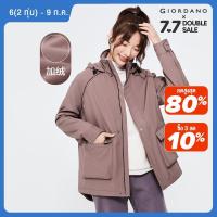ราคา GIORDANO Women Jackets Polar Fleece Lined Hooded Windbreakers Raglan Sleeve Flap Pockets Loose Windproof Casual Jackets 13372783 (22155884309)