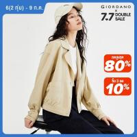 ราคา GIORDANO Women Jackets Lapel Collar Pleated Cuff Windbreakers Button Closure Gentle Fashion Casual Loose Jackets 18373204 (22155461322)
